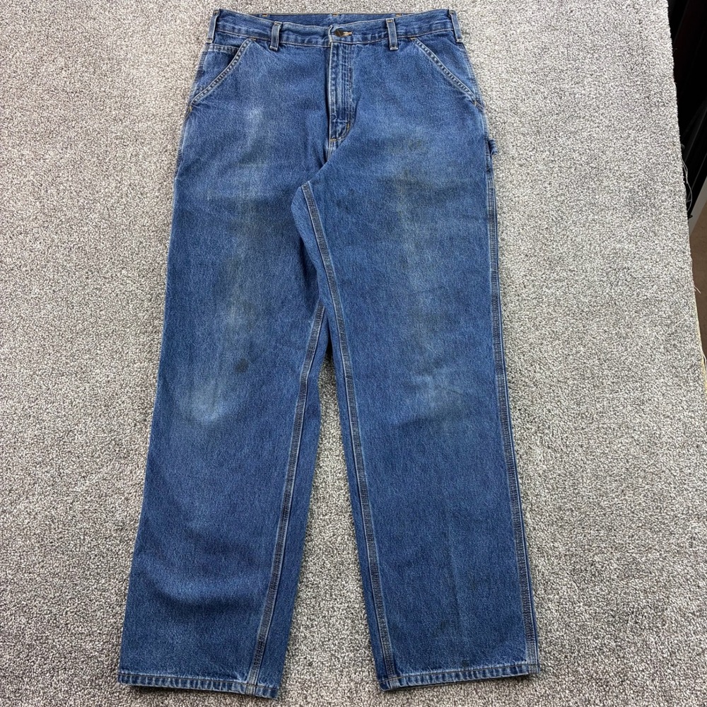 Vintage Carhartt Carpenter Jeans Mens 35x32 Blue Loose Original Fit B13-DPS